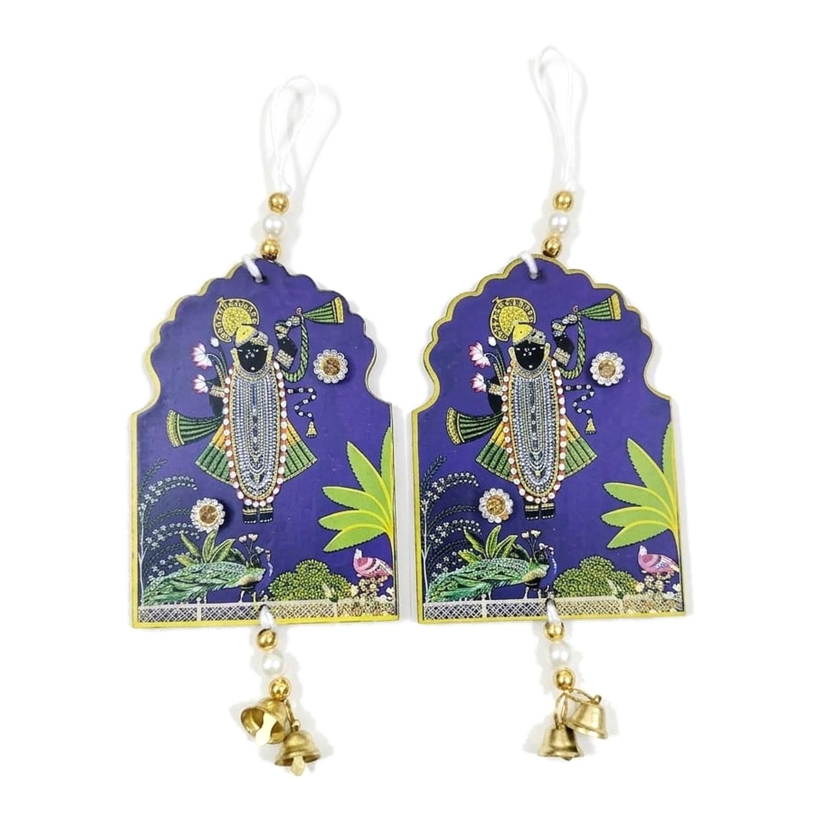 shrinath ji nathdwara pichwai Painting Krishna wall Hanging Pooja Room Decor mandir Decoration Temple jharokha Rajasthani Handicraft Diwali janmashtami Gift ghanti latkan Purple Decor